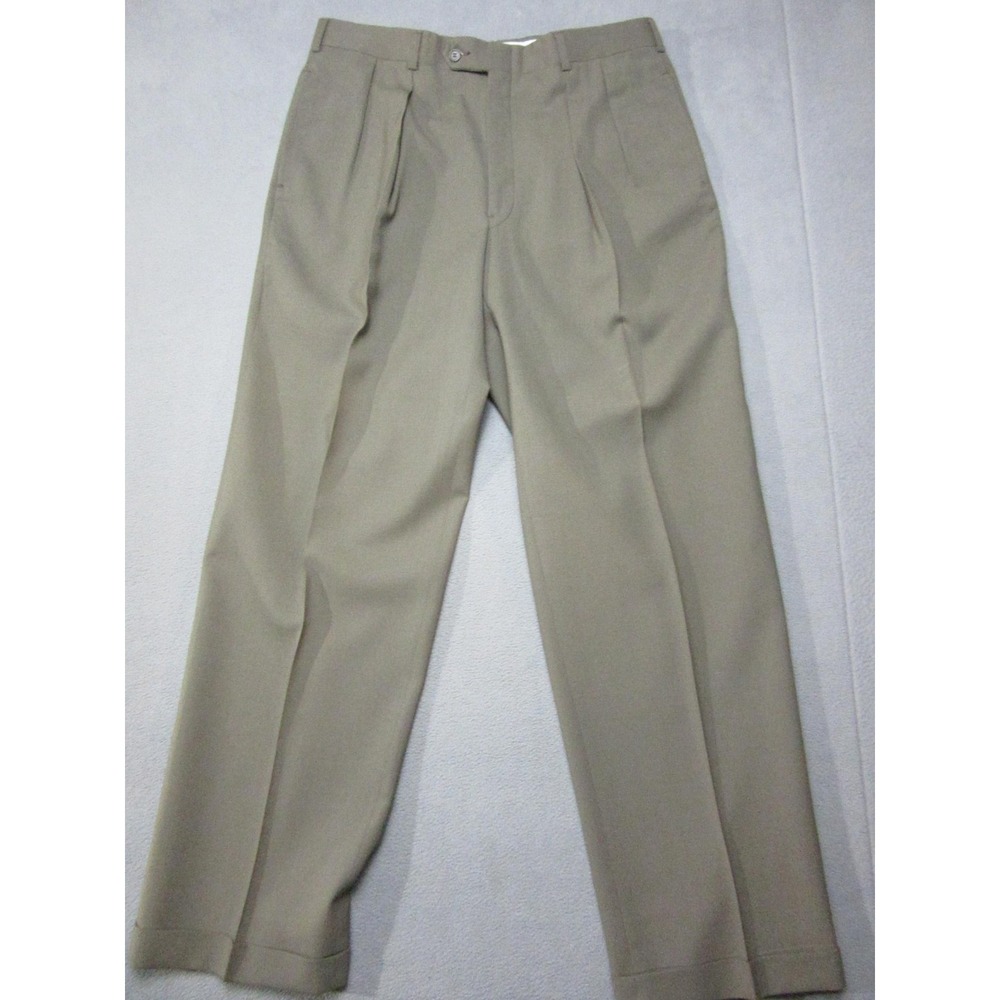 Hart Schaffner Marx Pants Mens 36x31 Beige Trumpeter Slack Wool Dress Classic